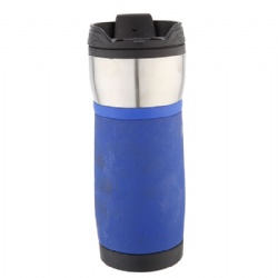 16OZ dual-wall stainless steel push cover with silicone non-slip sleeve for coffee mug