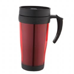 16OZ dual-wall stainless steel coffee mug with push cover and handle