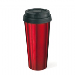 16 oz dual-wall stainless steel coffee mug with screwed lid