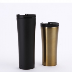 16 oz dual-wall stainless steel coffee cup with push cover car mug