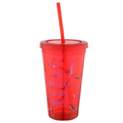 16OZ double wall  for kids with lid and straw plastic drinking cup