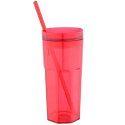 15OZ single-wall straw water bottle AS clear straight body straw milk tea cup