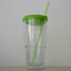 Hot-selling 22OZ dual-wall plastic water bottle with threaded straw advertising cup mondri
