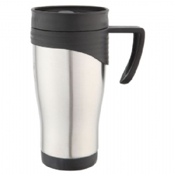 480ml dual-wall stainless steel coffee mug with handle for warmth