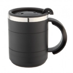 14OZ dual-wall stainless steel clamshell with handle wide body office mug