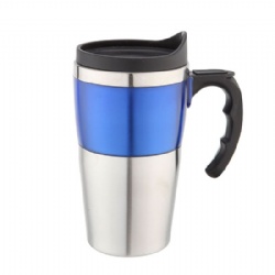 14OZ Stainless steel coffee mug with push cover and handle